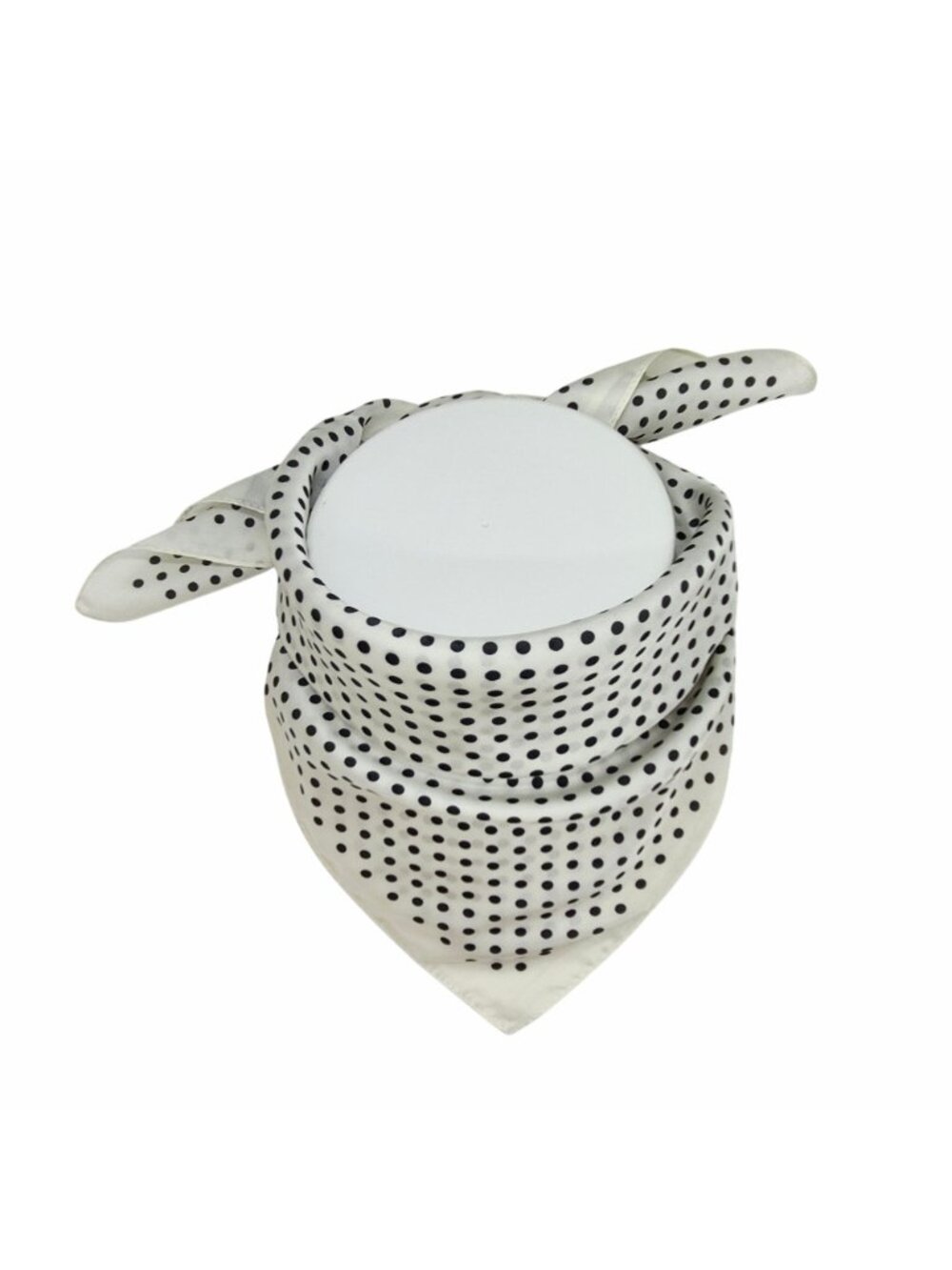 ✨Luxury Elegant Silky Soft Scarf White Black Polka Dot Square Wrap Accessory New - Picture 3 of 6